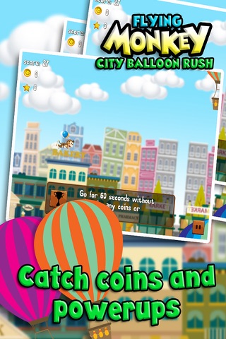 Flying Monkey City Baloon Rush - Endless Running and Flying Adventure Game FREE screenshot 3