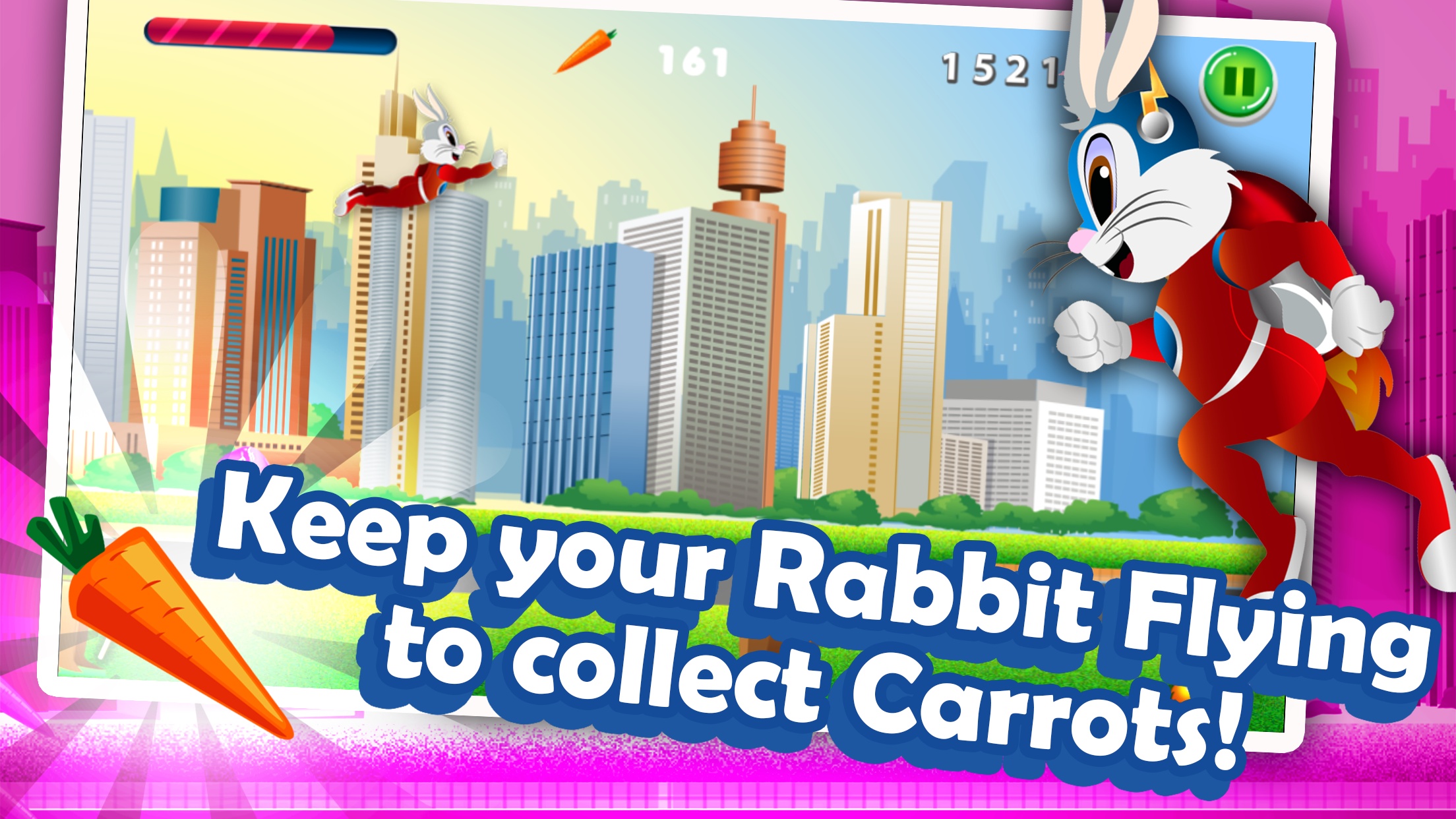 A Super Hero Rabbit Dash Jump Flying Fun Race Game screenshot 2