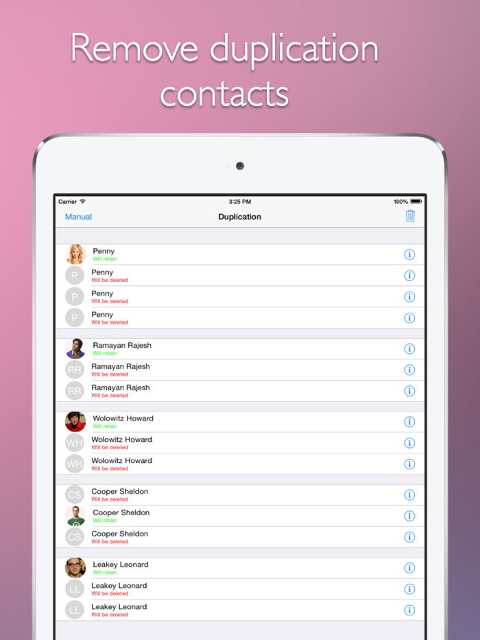Remove duplicate contacts  -- Support backup and merge now