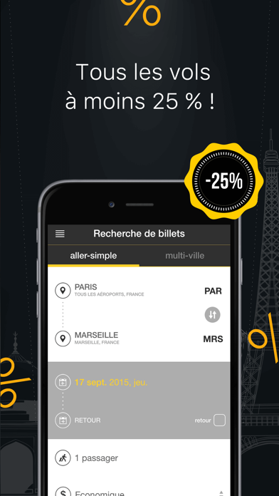 Screenshot #2 pour Cherchez les vols bon marché – Comparez les compagnies low cost