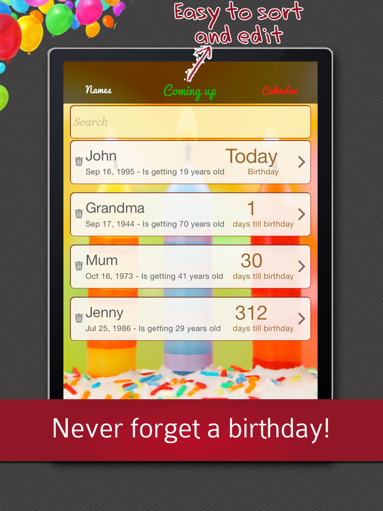 Birthday Reminder - Calendar and Countdown