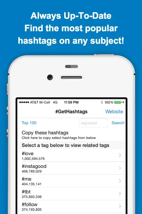 GetHashtags Free - Copy & Paste Most Popular Hashtags for Instag