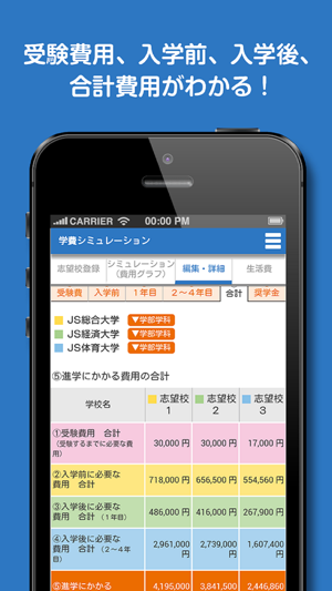 JS88学費シミュレーション・大学短大の進学費用を自動計算(圖3)-速報App