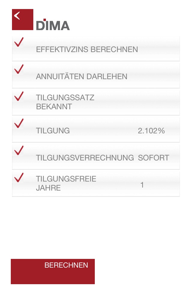 DIMA Zinsrechner screenshot 2