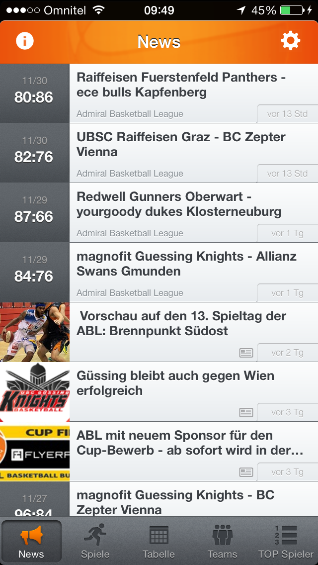 Screenshot #1 pour Admiral Basketball Bundesliga