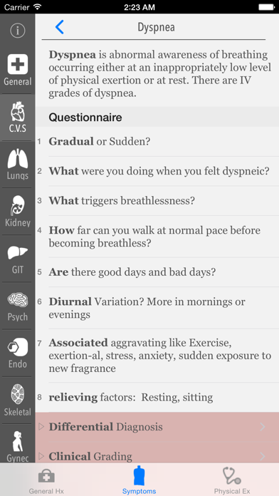 Clinical Skills - History, Symptoms & Physical Examination Screenshot