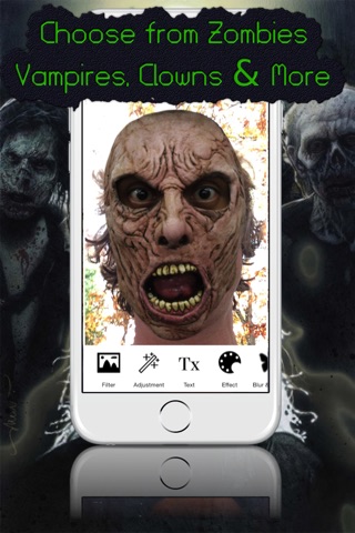 Mask Booth - Transform into a zombie, vampire or scary clown and more! screenshot 2