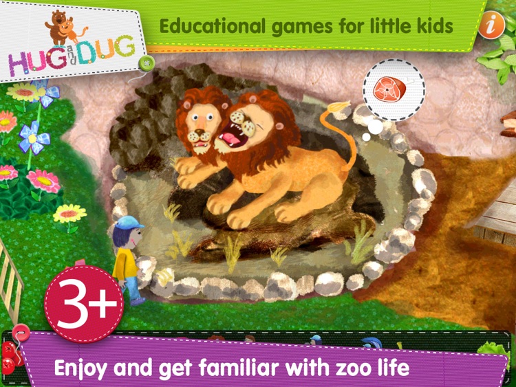 Zoo Explorer -  HugDug animals activity game for little kids.
