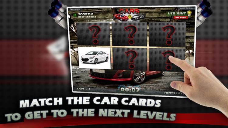 Car Match Card Memory Game Challenge