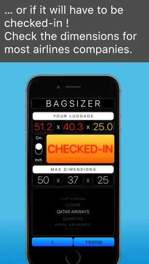 Screenshot von BagSizer auf dem iPhone 3