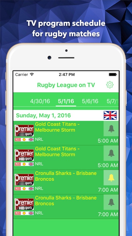 Rugby League on UK TV: schedule of all Rugby L matches on Britain TV