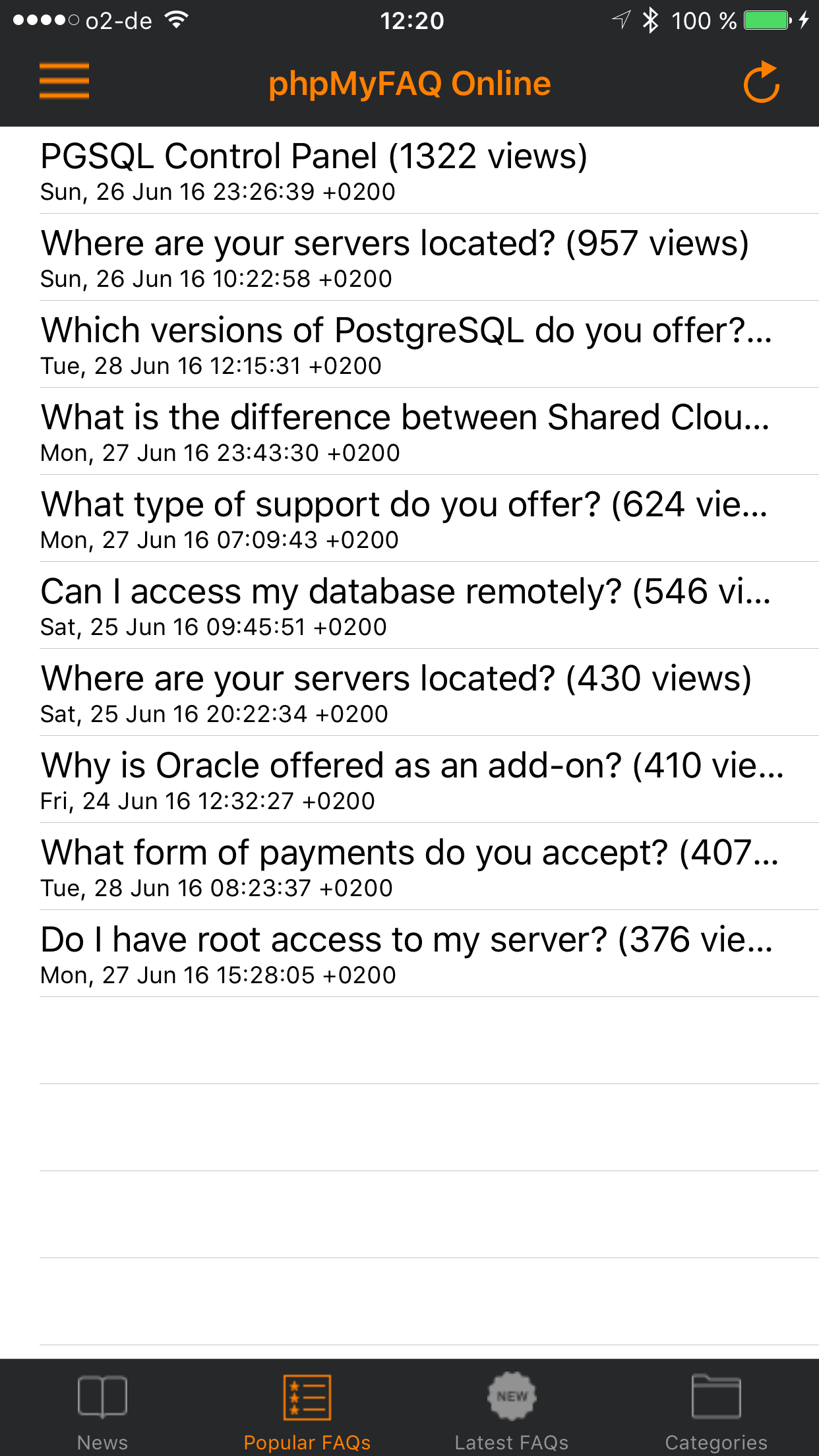 phpMyFAQ screenshot 2