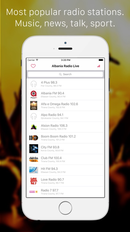 Radio shqiptare Live FM Player : Listen Albania live music, news, sport  radio stations for Albanian & Shqip people by Le Anh Dung