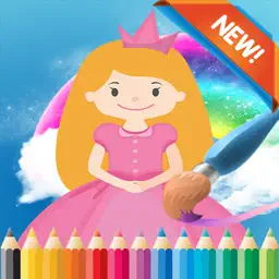 Princess Cartoon Paint and Coloring Book Learning Skill - Fun Games Free For Kids app icon