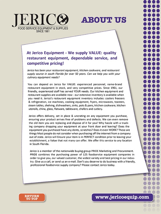 Jerico Restaurant Equipment by PRIDE Marketing & Procurement, Inc.