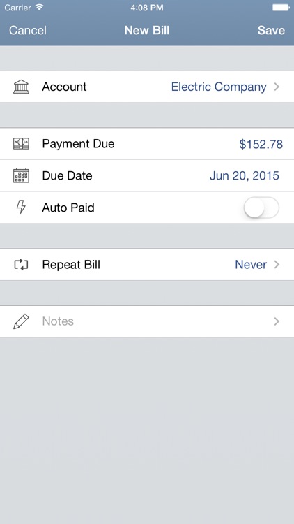 BillTracker for iPhone