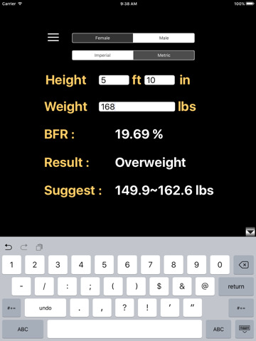 Screenshot #4 pour Body Fat Rate Calculator