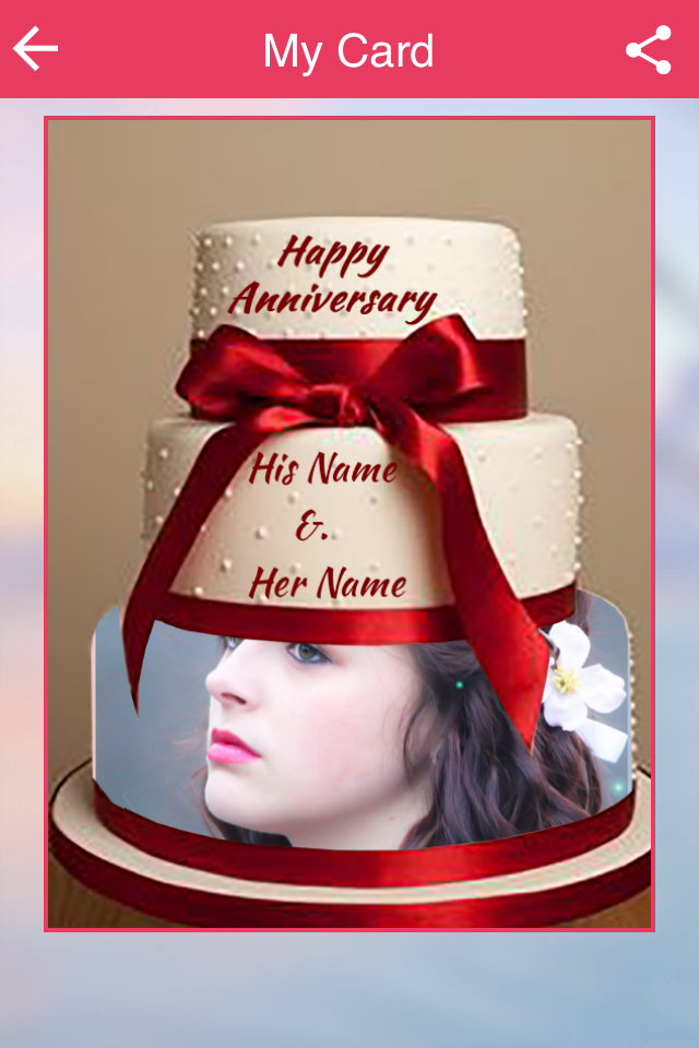 Name and Photo on Anniversary Cake