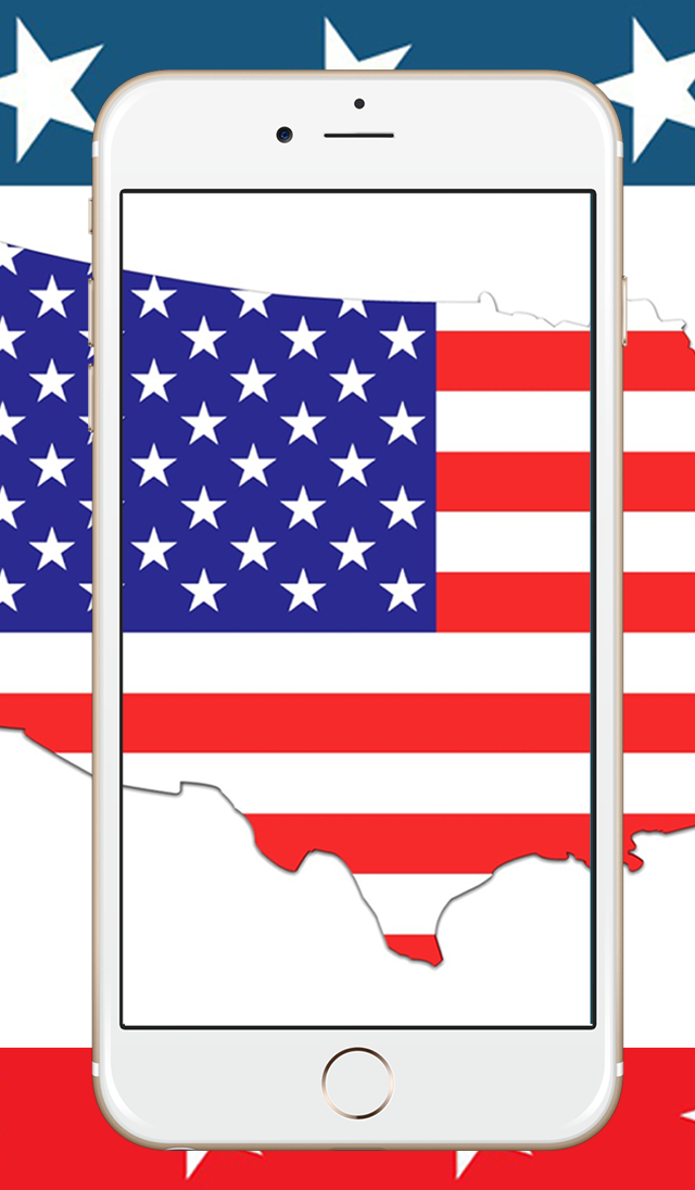 50 US States Map Capital Cities and Flags American