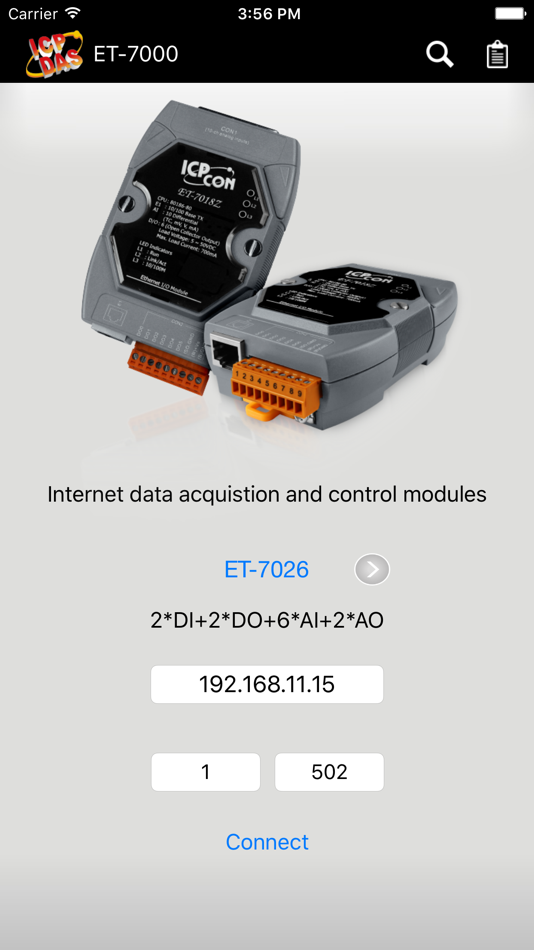ET-7000: a Modbus TCP connect tool for the ET-7000/ PET-7000 serious modules of ICP DAS - 1.0 - (iOS)