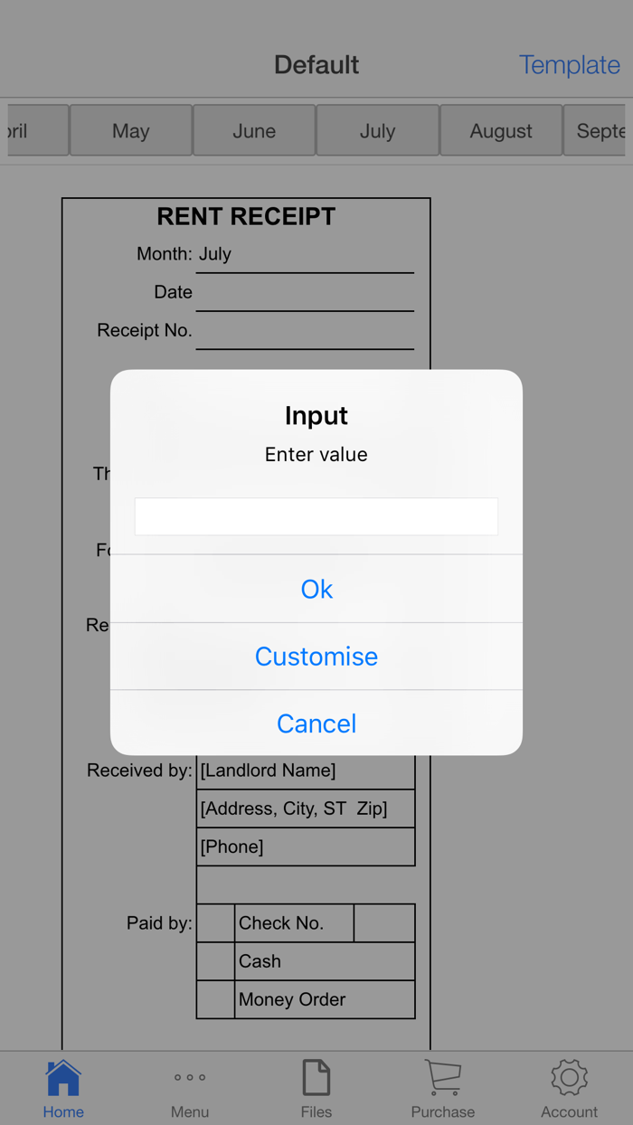 Monthly Rent Receipt