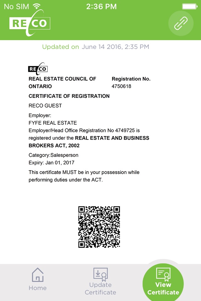 MyReco Certificate screenshot 4