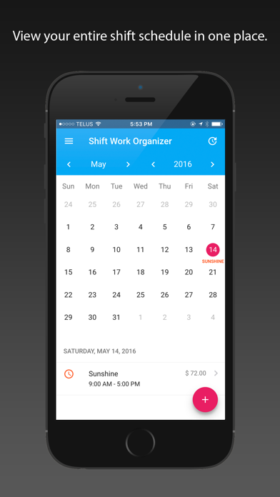 Shift Organizer - Easily plan and track shift work iPhone screenshot 1 - Business app