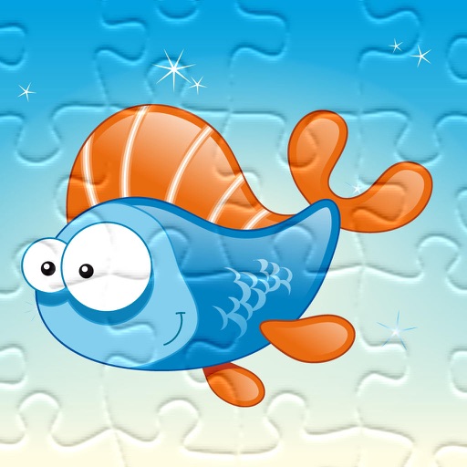 儿童海洋拼图-拉动小鱼,填补空缺位置