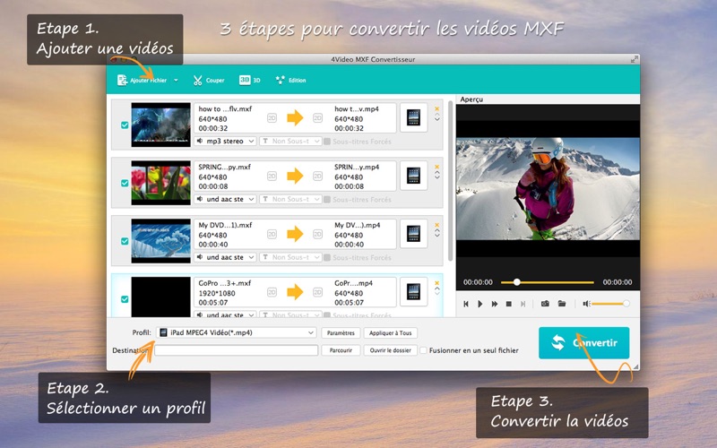 Screenshot #1 pour 4Video MXF Converter - to MP4