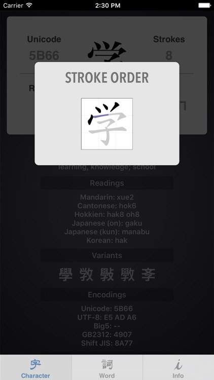 Chinese Character Lexicon