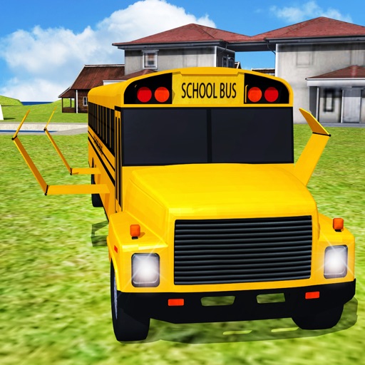 Flying School bus Simulator game Icon