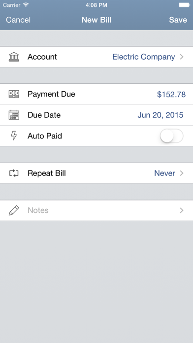 Screenshot #3 pour BillTracker for iPhone