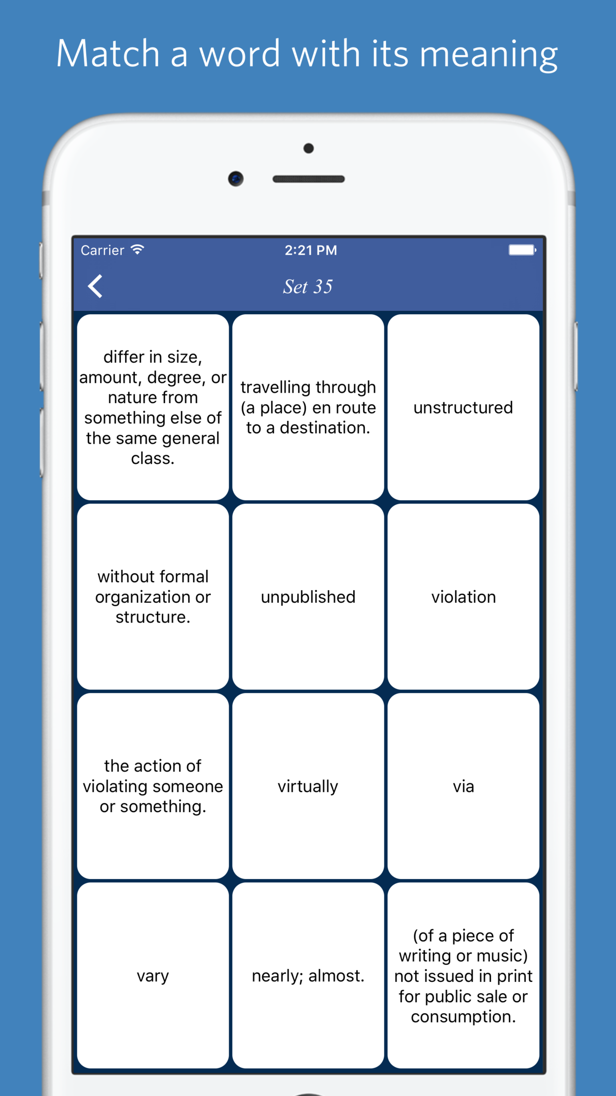 Academic Word List - quiz, flashcard and game