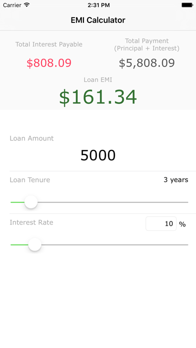 EMI Calculator for Home, Personal & Car Loan Screenshot