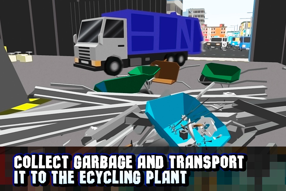 Pixel City Garbage Truck Driver 3D screenshot 2