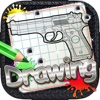 Drawing Desk Gun and Pistol : Draw and Paint  Coloring Book Edition Free