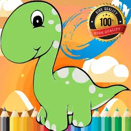 Cute Dino Paint and Coloring Book Learning Skill - Fun Games Free For Kids app icon