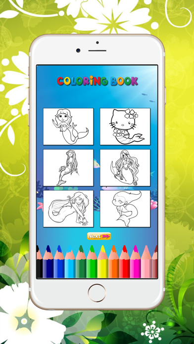 Mermaid Coloring Book For Girls: Learn to color and draw a Mermaid, Free games for children app screenshot