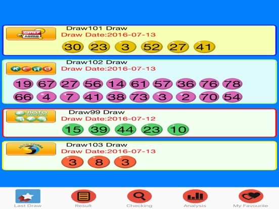 UNL lottery games result iPad screenshot 1 - Utilities app