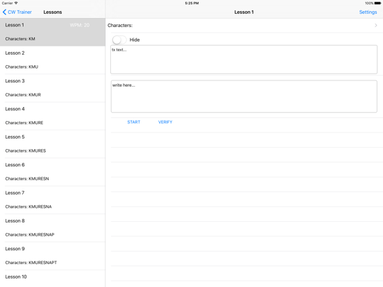 CW Trainer iPad app afbeelding 2