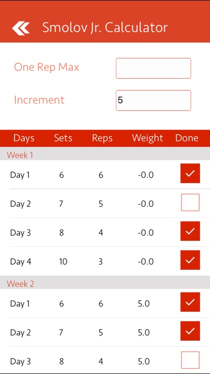 Smolov Squat Calculator