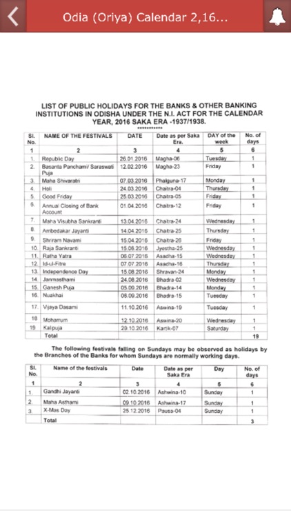 Odia (Oriya) Calendar 2016