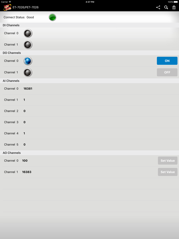 Screenshot #6 pour ET-7000: a Modbus TCP connect tool for the ET-7000/ PET-7000 serious modules of ICP DAS