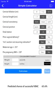 vbac calculator - predict success rates for vaginal birth after cesarean iphone screenshot 4