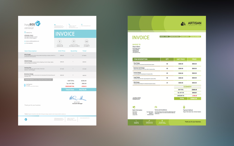 Invoice for Adobe illustrator - Package One for US Size thumbnail 3