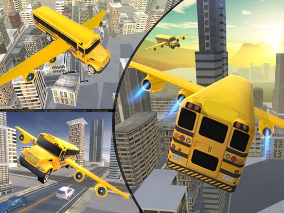 Flying School bus simulator 3D free - school kids