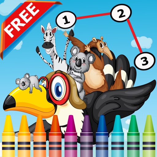 Animals Dot to Dot Coloring Book for Kids grade 1-6: coloring pages learning games app icon