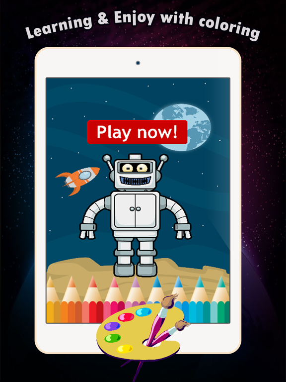 Coloring Book games free for children age 1-10: These cute robot transformer coloring pages provide hours of fun drawing or coloring activities iPad screenshot