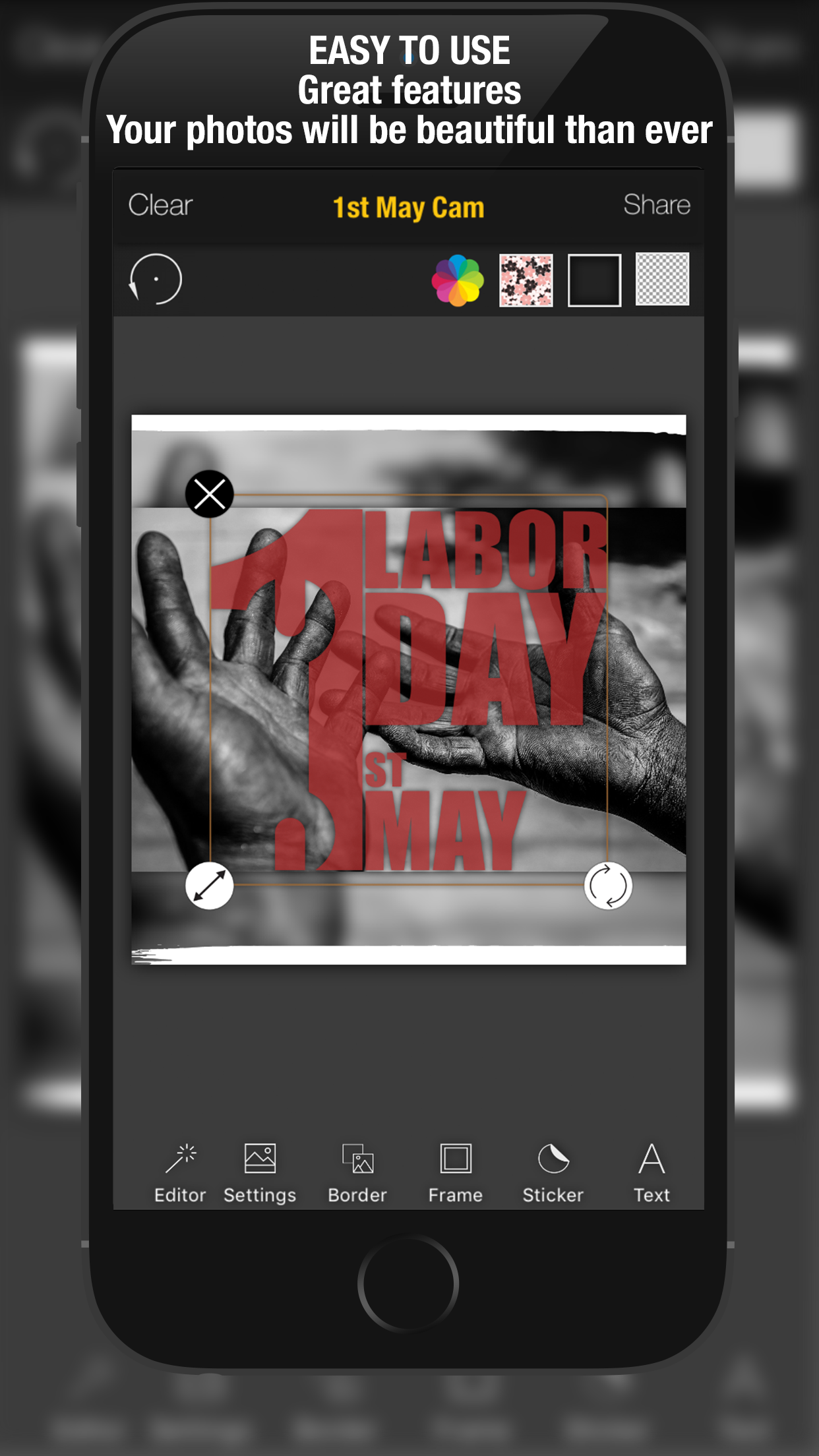 1st May Cam Labor & Workers Day Photo Editor – Add MayDay greetings text and sticker over picture screenshot 3