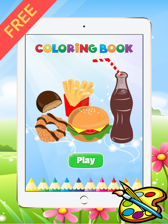 Food Coloring Book For Kids - All In 1 Drawing and Painting Free Printable Pages iPad screenshot